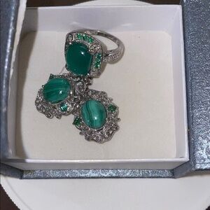 Elegant Silver and Green Jewelry Set